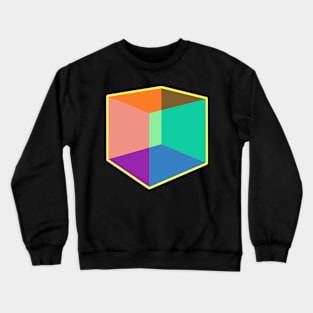 Color Cube Pattern on Yellow Crewneck Sweatshirt